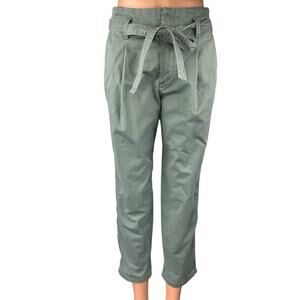 Gap Women's Green High Waist Belted Pleated Straight Tapered Trousers Pants 0